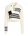Msgm Woman Sweater White Size L Cotton In Neutral