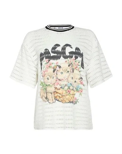 Msgm Woman Sweater White Size S Cotton