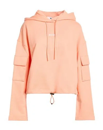 Msgm Woman Sweatshirt Apricot Size M Cotton In Orange