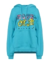 Msgm Woman Sweatshirt Azure Size M Cotton In Blue