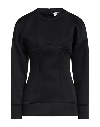 Msgm Woman Sweatshirt Black Size 4 Polyester, Polyurethane