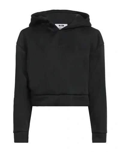 Msgm Woman Sweatshirt Black Size 6 Polyester, Polyurethane