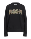 Msgm Woman Sweatshirt Black Size S Cotton, Glass In Black