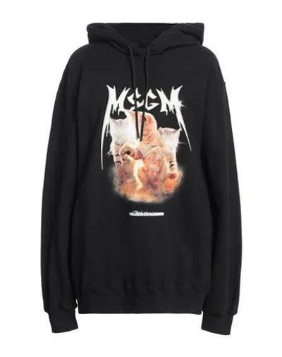 Msgm Woman Sweatshirt Black Size M Cotton