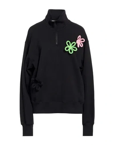 Msgm Woman Sweatshirt Black Size S Cotton
