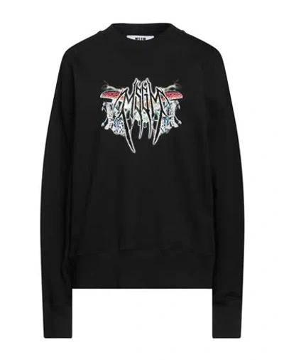 Msgm Woman Sweatshirt Black Size S Cotton