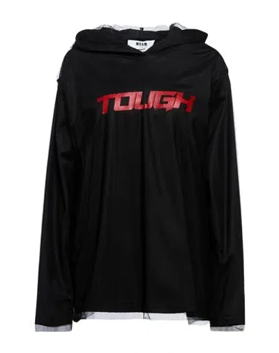 Msgm Woman Sweatshirt Black Size S Cotton, Polyamide