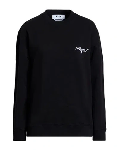 Msgm Woman Sweatshirt Black Size Xl Cotton