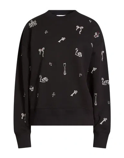 Msgm Woman Sweatshirt Black Size Xl Cotton, Glass, Brass, Polyester