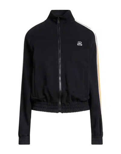 Msgm Woman Sweatshirt Black Size Xl Cotton, Polyamide