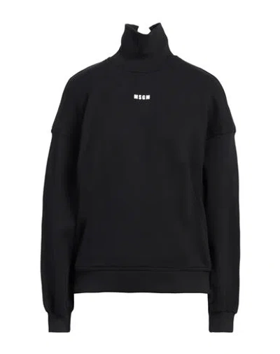 Msgm Woman Sweatshirt Black Size Xs Cotton In Black