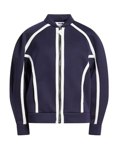 Msgm Woman Sweatshirt Blue Size S Modacrylic