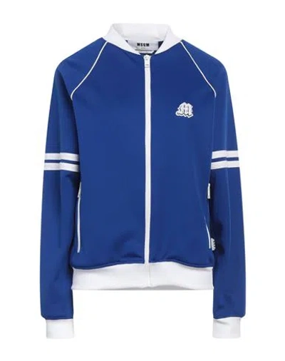 Msgm Woman Sweatshirt Blue Size S Polyester, Cotton