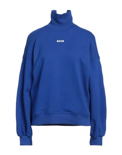 Msgm Woman Sweatshirt Bright Blue Size S Cotton