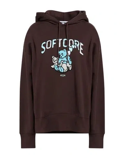 Msgm Woman Sweatshirt Brown Size S Cotton