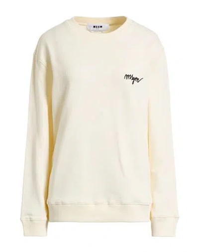 Msgm Woman Sweatshirt Cream Size L Cotton In Neutral