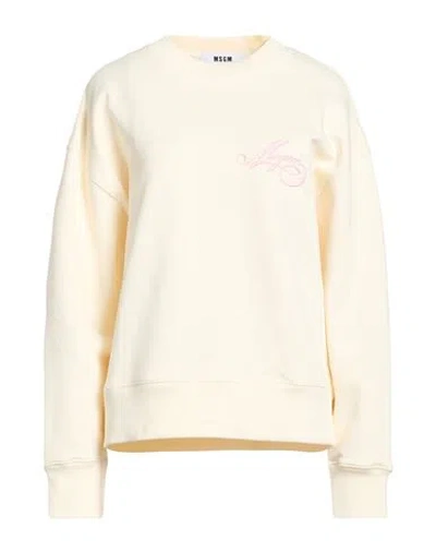 Msgm Woman Sweatshirt Cream Size L Cotton In White