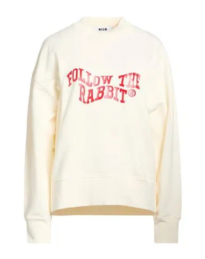 Msgm Woman Sweatshirt Cream Size L Cotton In Multi