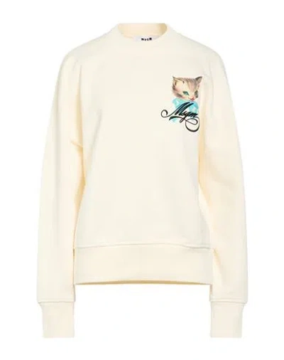 Msgm Woman Sweatshirt Cream Size M Cotton In Neutral