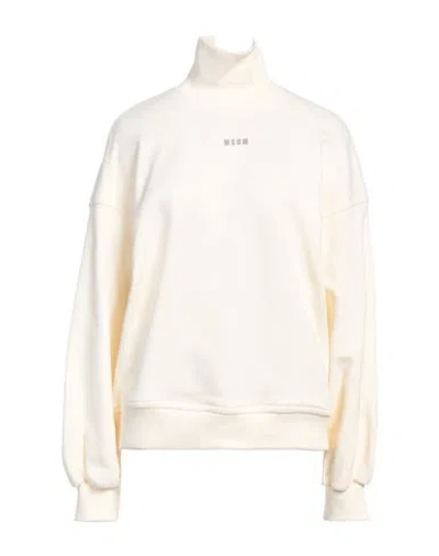 Msgm Woman Sweatshirt Cream Size S Cotton In White