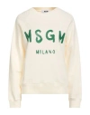 Msgm Woman Sweatshirt Cream Size S Cotton In White