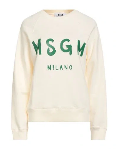 Msgm Woman Sweatshirt Cream Size S Cotton In White