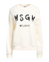 Msgm Woman Sweatshirt Cream Size S Cotton In White