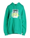 Msgm Graphic-print Jersey Cotton Hoodie In Green