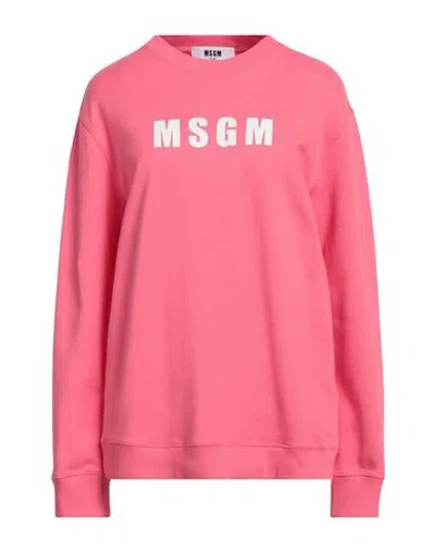 Msgm Woman Sweatshirt Fuchsia Size L Cotton In Pink