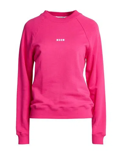 Msgm Woman Sweatshirt Fuchsia Size Xxs Cotton In Pink