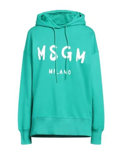 Msgm Woman Sweatshirt Green Size M Cotton