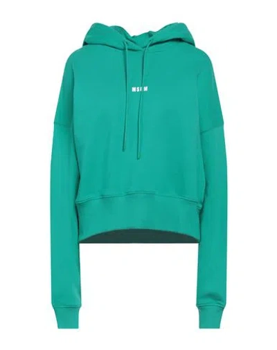 Msgm Woman Sweatshirt Green Size Xl Cotton