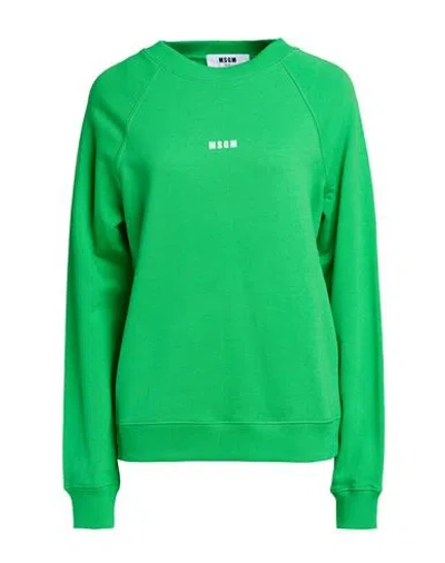 Msgm Woman Sweatshirt Green Size Xxs Cotton