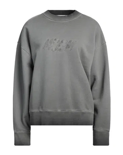 Msgm Woman Sweatshirt Grey Size L Cotton