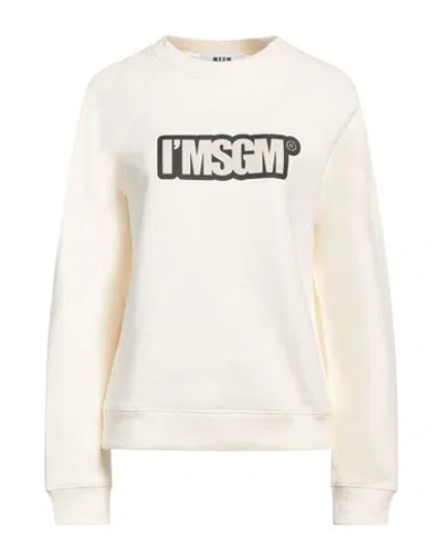 Msgm Woman Sweatshirt Ivory Size L Cotton In White