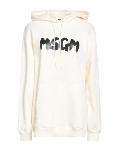 Msgm Woman Sweatshirt Ivory Size M Cotton