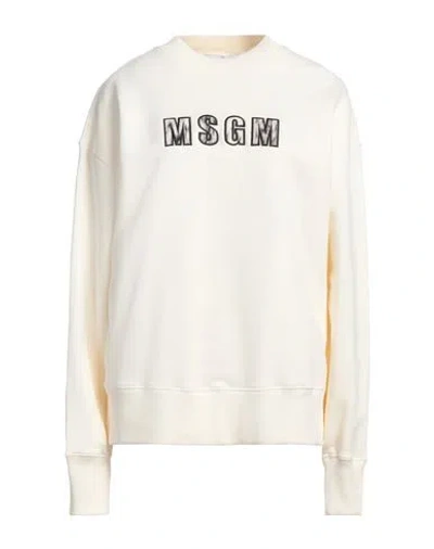 Msgm Woman Sweatshirt Ivory Size M Cotton In White