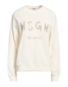 Msgm Woman Sweatshirt Ivory Size Xl Cotton In White