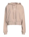 Msgm Woman Sweatshirt Light Brown Size L Cotton In Beige