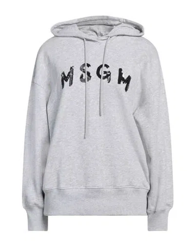 Msgm Woman Sweatshirt Light Grey Size S Cotton, Polyester