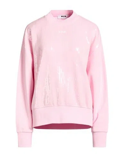Msgm Woman Sweatshirt Light Pink Size L Cotton, Polyester In Multi
