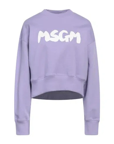 Msgm Woman Sweatshirt Light Purple Size S Cotton