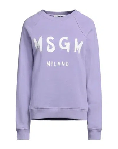 Msgm Woman Sweatshirt Lilac Size L Cotton In Purple