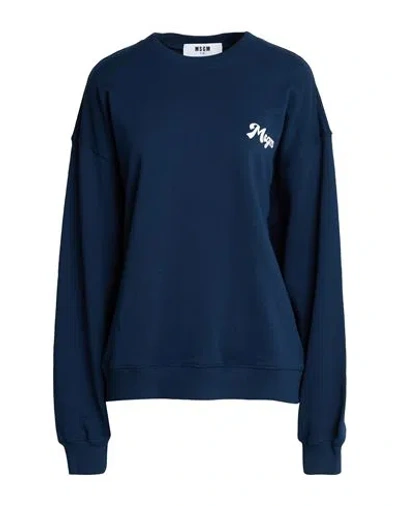 Msgm Woman Sweatshirt Midnight Blue Size Xs Cotton