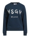 Msgm Woman Sweatshirt Midnight Blue Size Xxs Cotton In Blue