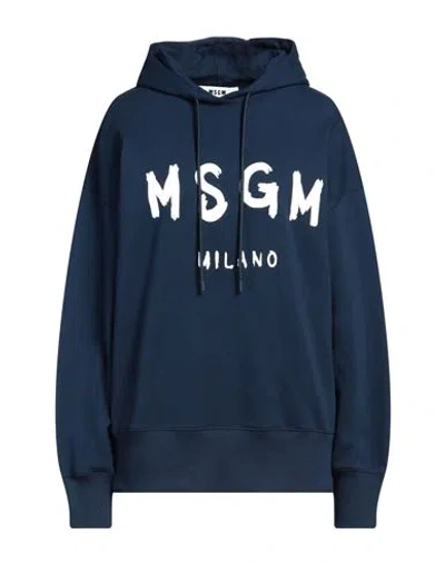 Msgm Woman Sweatshirt Navy Blue Size M Cotton