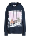 Msgm Woman Sweatshirt Navy Size L Cotton In Blue