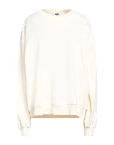 Msgm Woman Sweatshirt Off White Size M Cotton In Off White