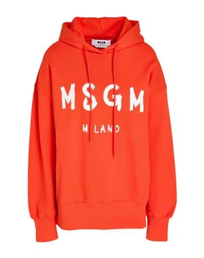 Msgm Woman Sweatshirt Orange Size S Cotton