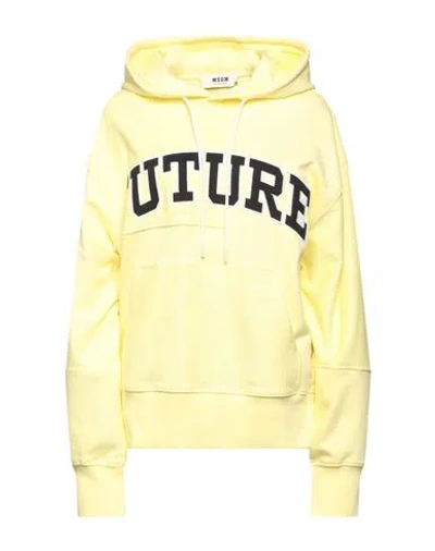 Msgm Woman Sweatshirt Light Yellow Size Xxl Organic Cotton